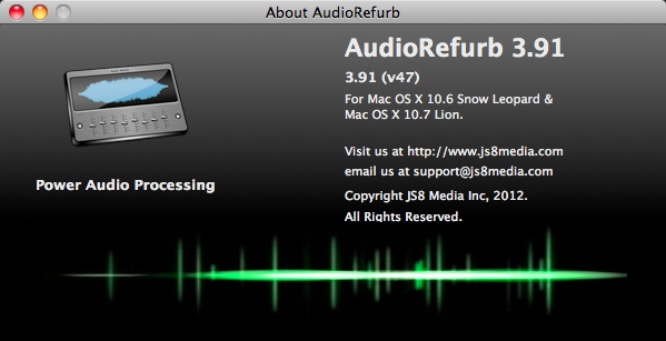 AudioRefurb 3.9 : About Window