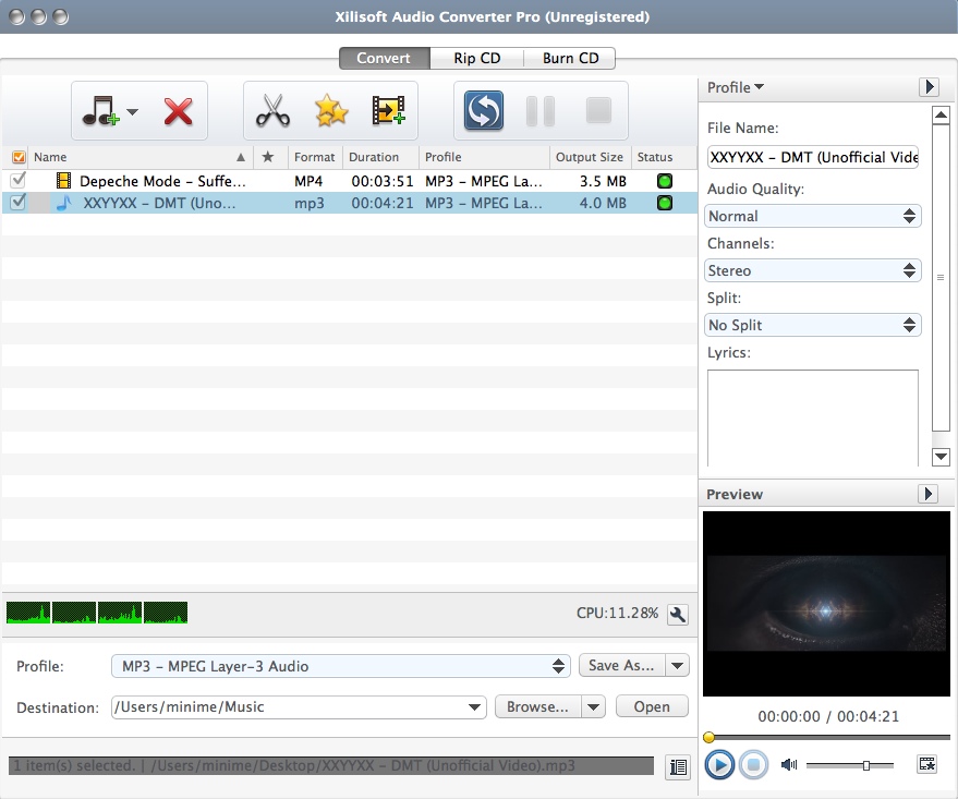 Xilisoft Audio Converter Pro 6.5 : Main Window