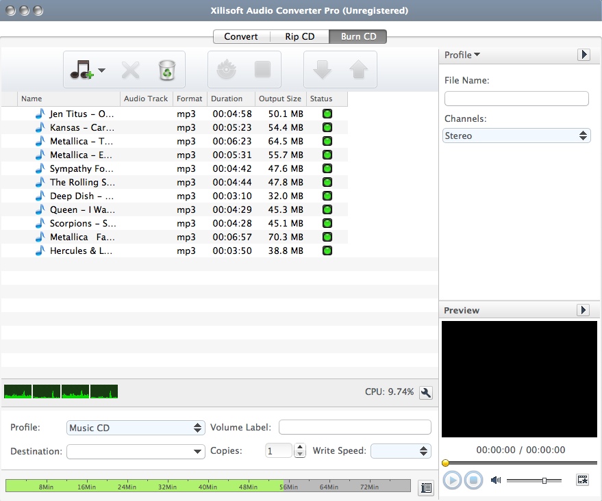 Xilisoft Audio Converter Pro 6.5 : Burning Audio CD