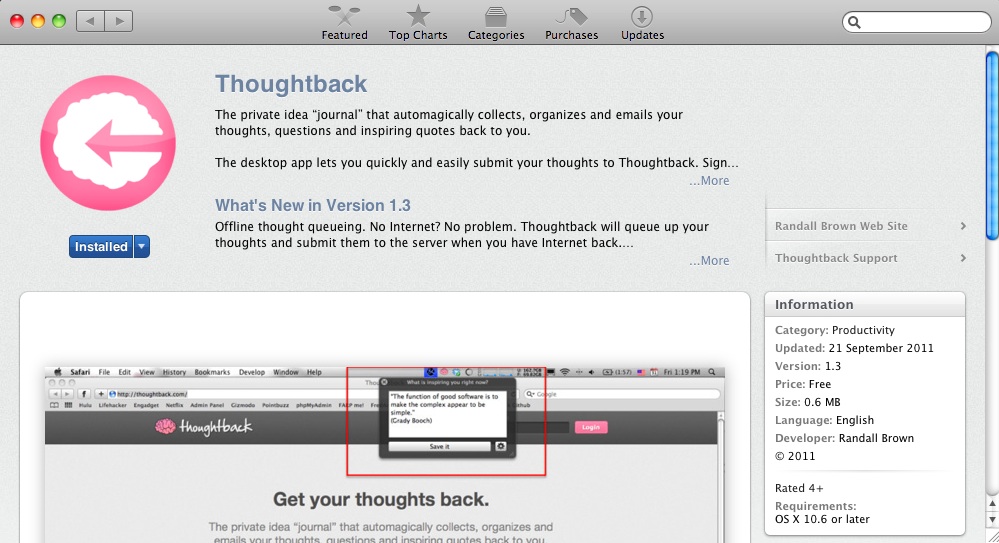 Thoughtback 1.3 : App Store Program Version