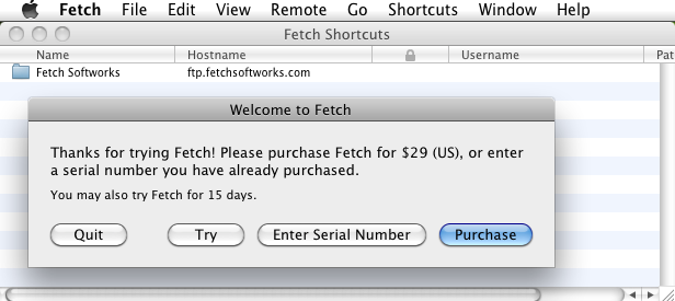 Fetch 5.7 : First Run, Welcome Screen