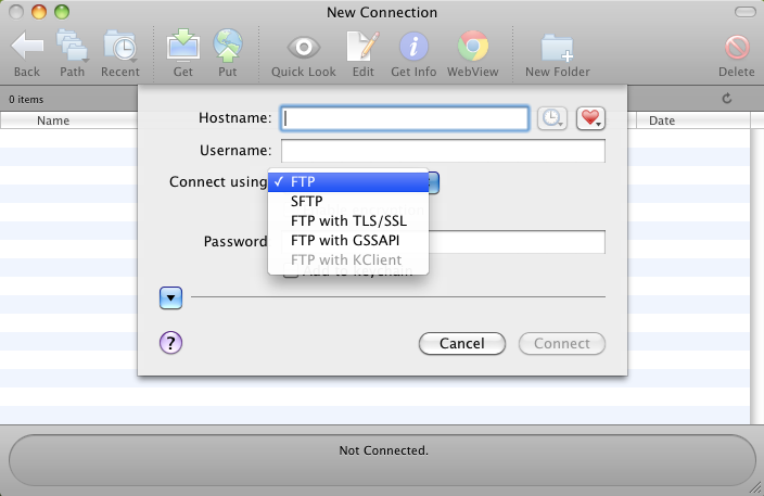 Fetch 5.7 : Connection Credentials