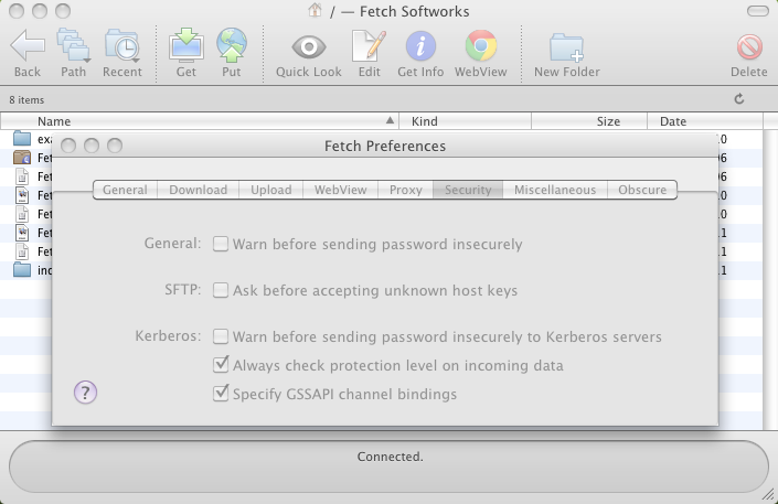 Fetch 5.7 : Preferences - Security