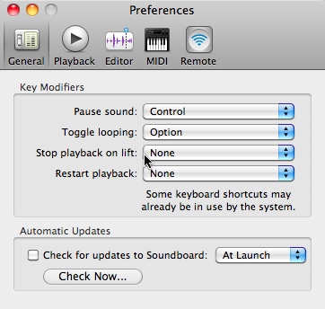 Soundboard 2.1 : Preferences window