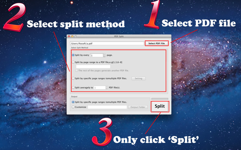 Split PDF 1.0 : Main window