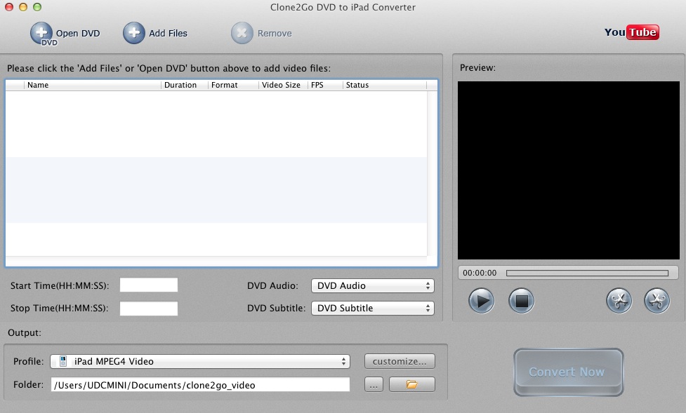 Clone2go DVD to iPad Converter 2.0 : Main window