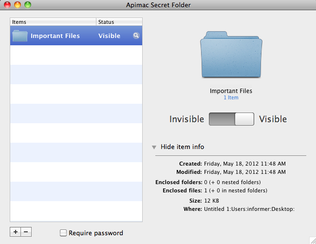 Secret Folder 8.2 : User Interface