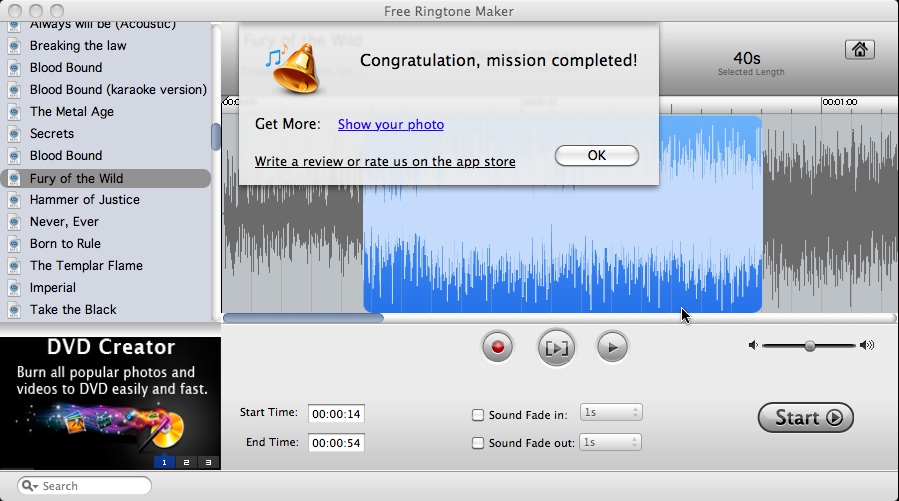 Free Ringtone Maker 1.6 : Completed Process