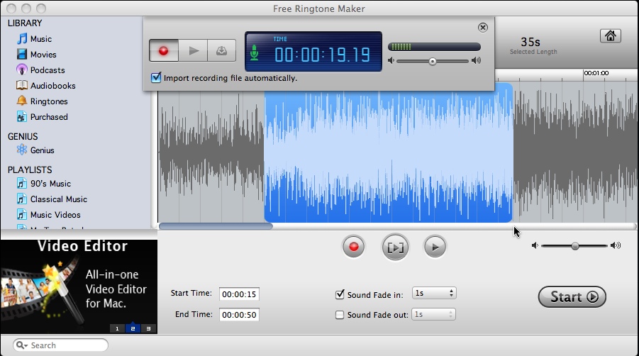 Free Ringtone Maker 1.6 : Recording process