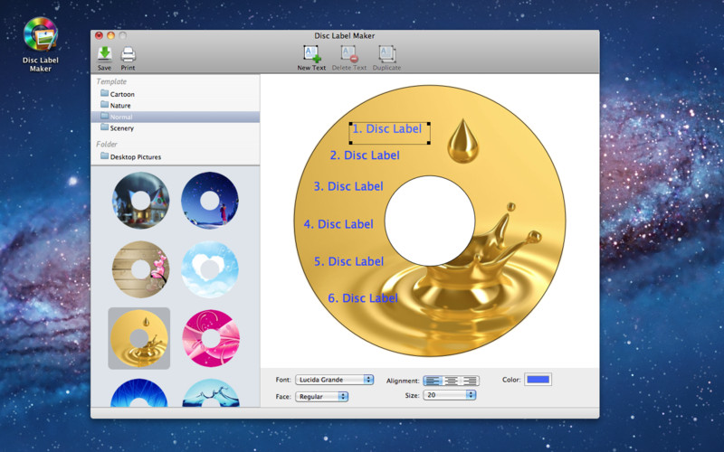 Disc Label Maker 2.0 : Main window
