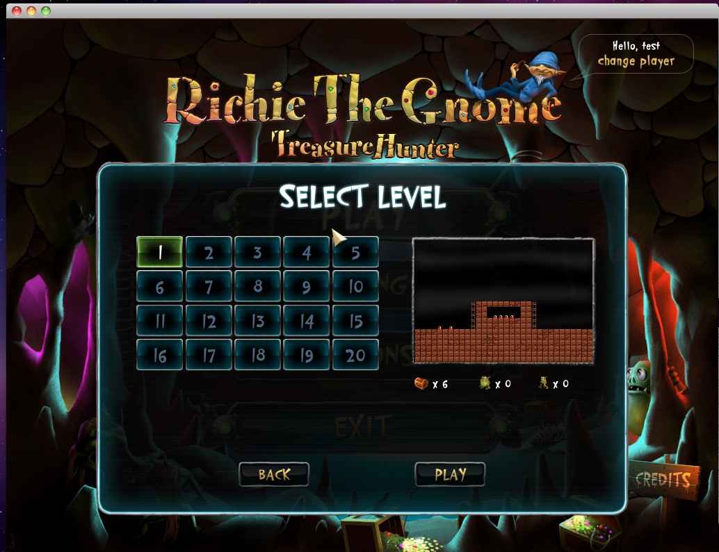 Richie The Gnome: Treasure Hunter Lite 1.1 : Select level