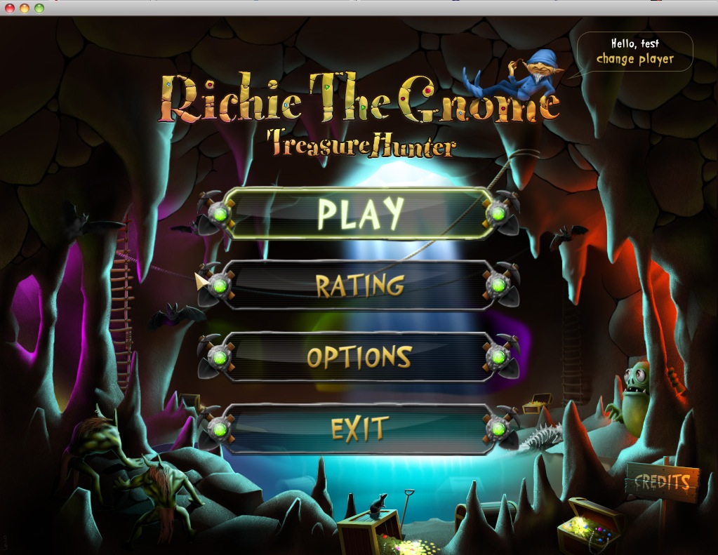 Richie The Gnome: Treasure Hunter Lite 1.1 : Main menu