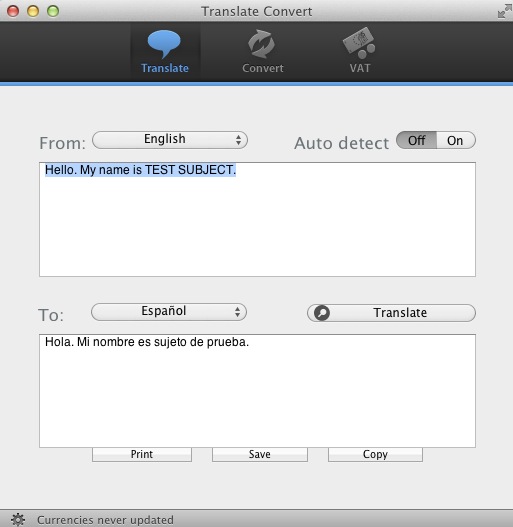 Translate Convert 2.0 : Main window