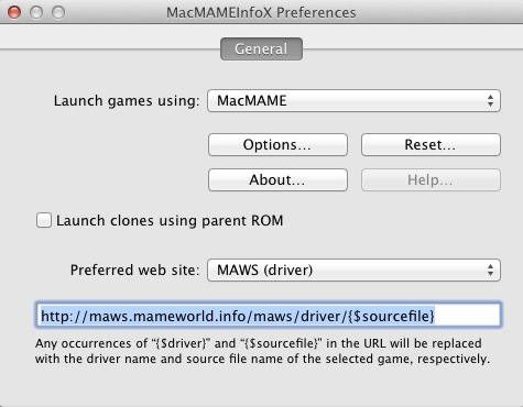 MacMAMEinfoX 0.8 : Preferences