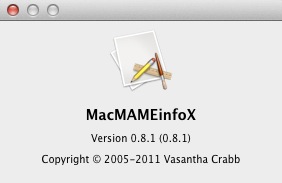 MacMAMEinfoX 0.8 : About window