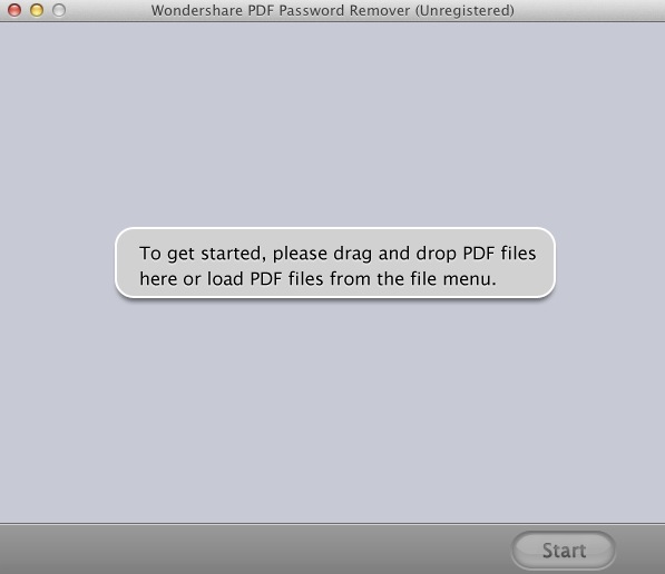 Wondershare PDF Password Remover 1.1 : Drop zone