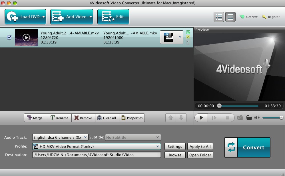 4Videosoft Video Converter Ultimate for Mac 5.0 : Main window