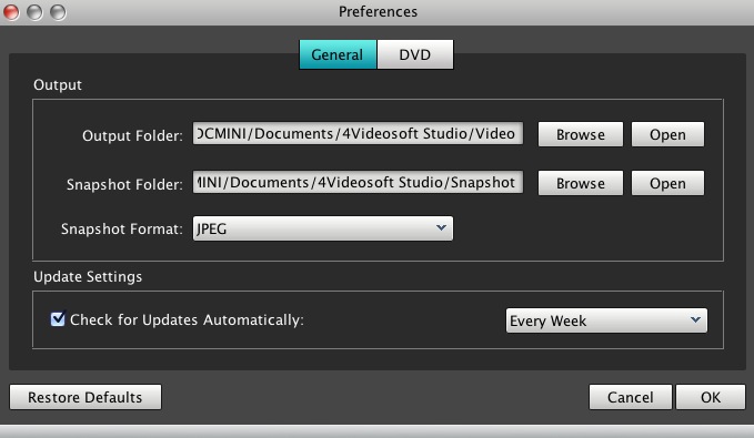 4Videosoft Video Converter Ultimate for Mac 5.0 : Preferences