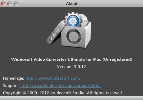 4Videosoft Video Converter Ultimate for Mac 5.0 : About window