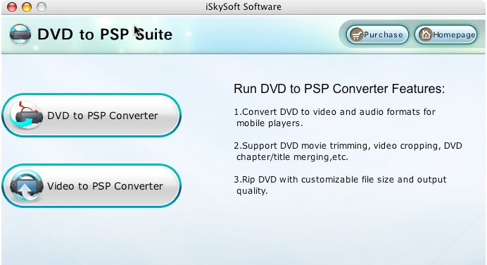 iSkysoft DVD to PSP Suite 1.6 : Main window