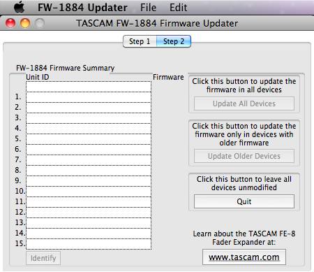 FW-1884 Updater 1.6 : Main Window