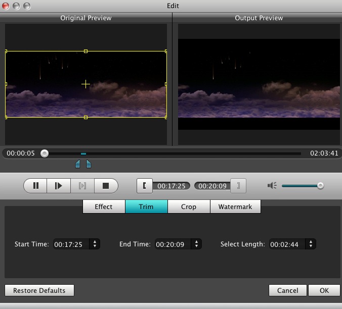4Videosoft WMV Video Converter for Mac 5.0 : Trimmer