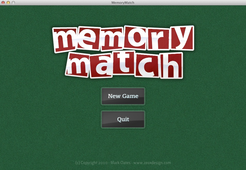 Memory Match 1.3 : Main menu