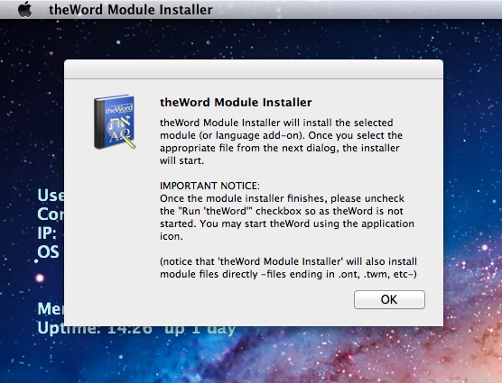 theWord Module Installer 1.0 : Main window