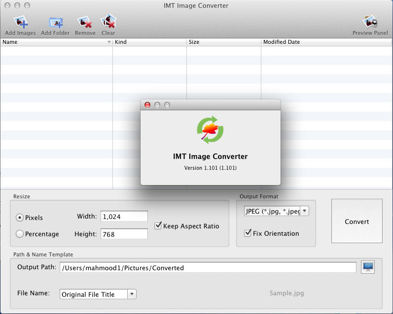 IMT Image Converter 1.1 : Main Window
