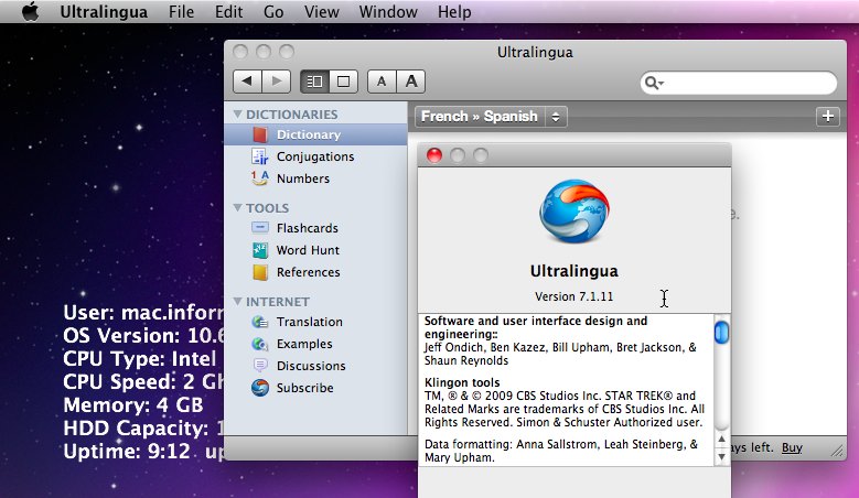 UltralinguaFr-Sp 7.1 : Main window