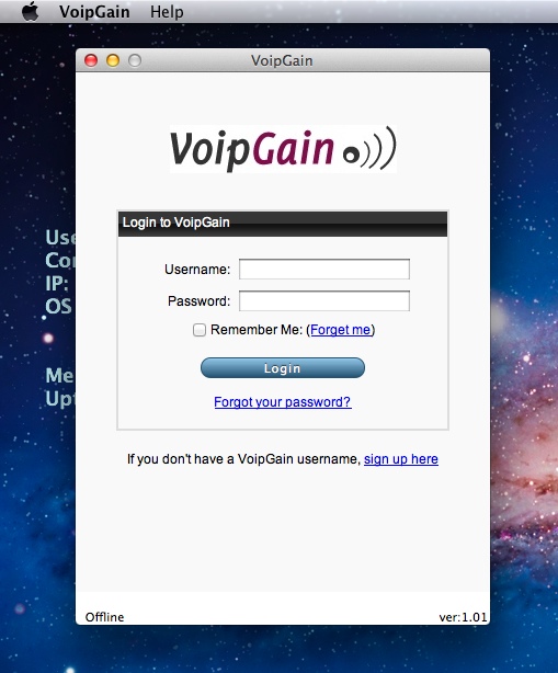 VoipGain 1.0 : Main window