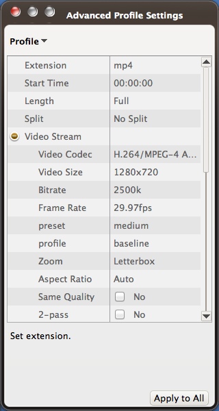 ImTOO iPad Video Converter 7.8 : Configuring Advanced Output Settings