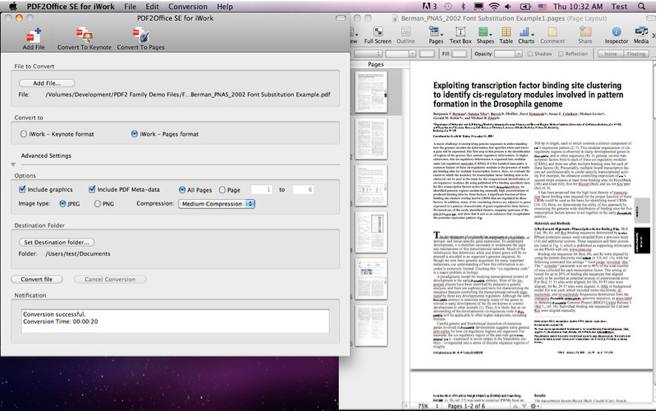 PDF2Office SE for iWork 1.1 : Main window