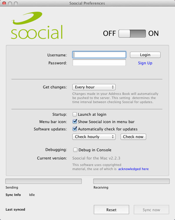 Soocial for the Mac 2.2 : Preference Window