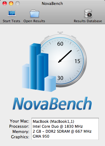 NovaBench 1.1 : Main Window