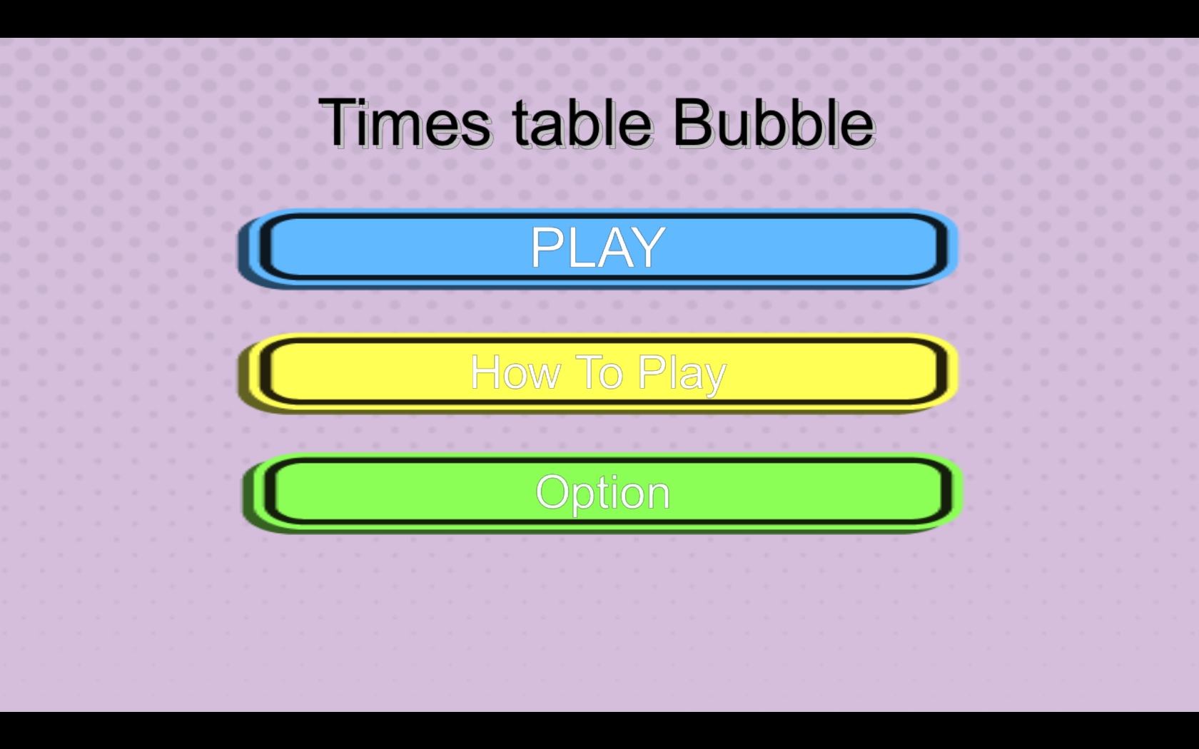 Times Table Bubble MA 1.4 : Main menu
