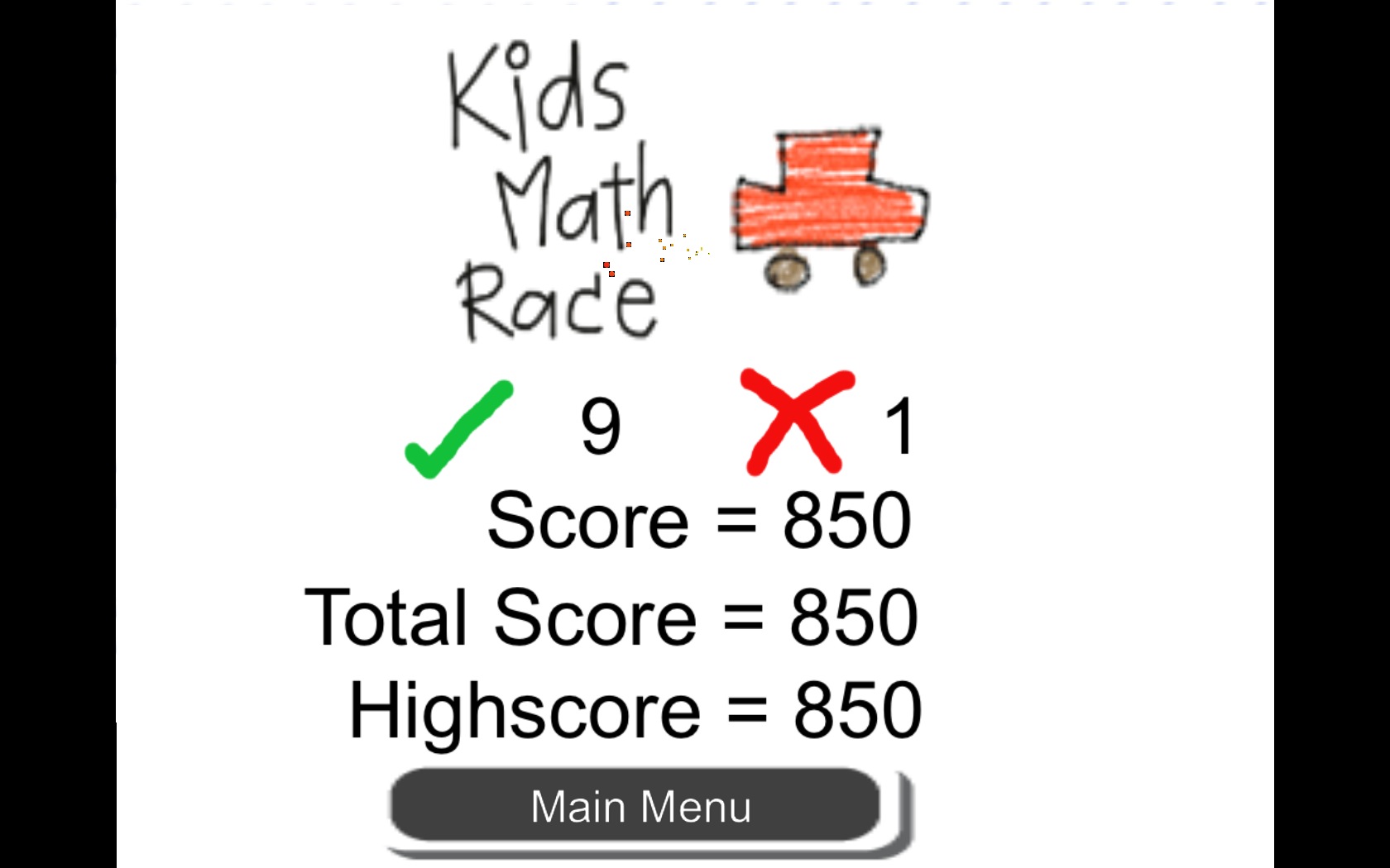 Kid Math Race MA 1.5 : Results