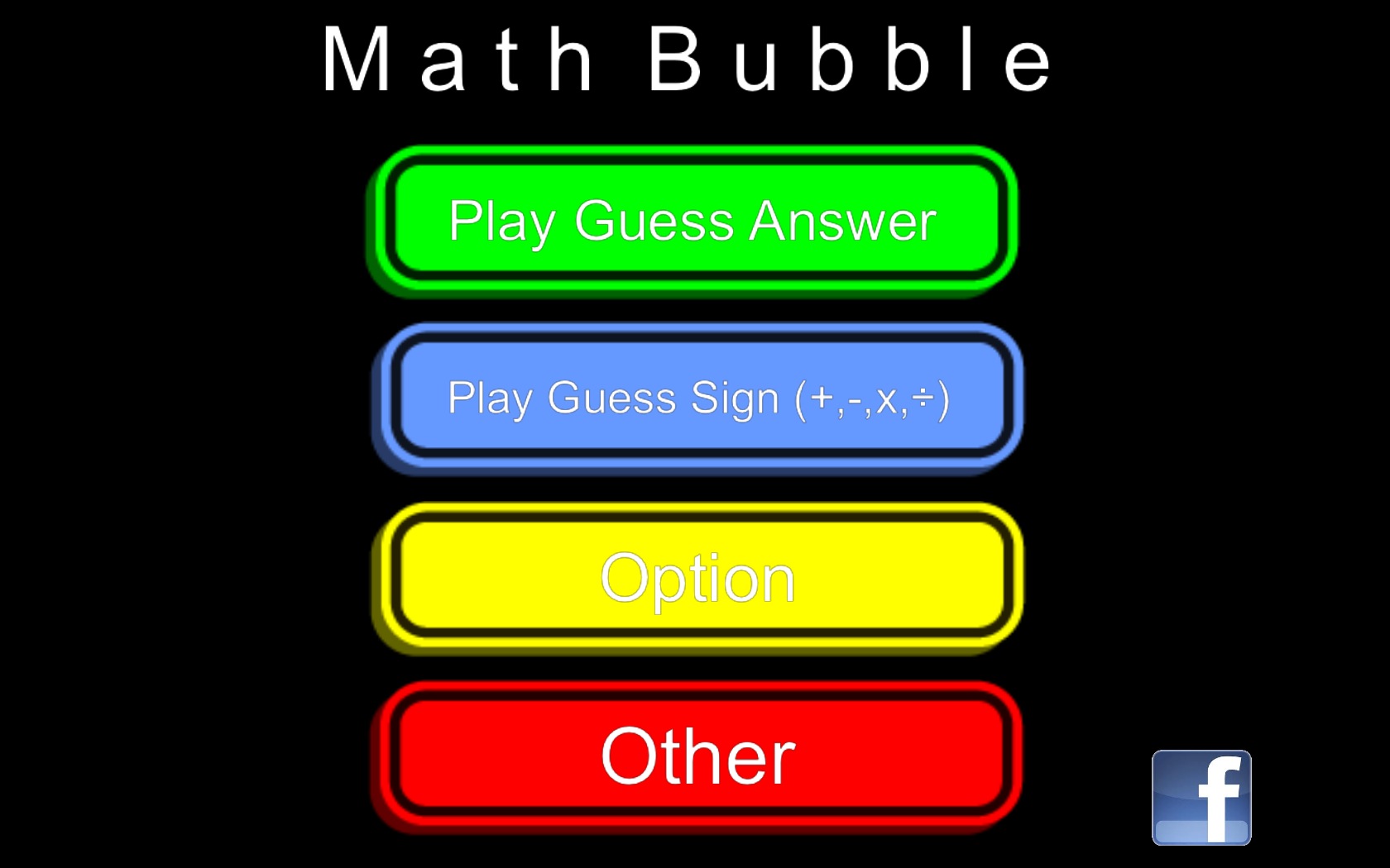 math bubble MA 2.3 : Main menu