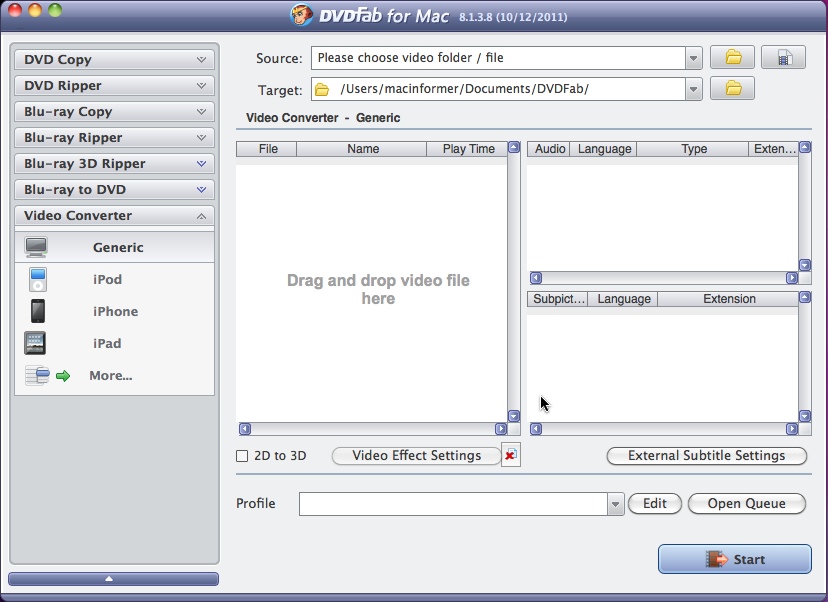 DVDFab 8.1 : Main window