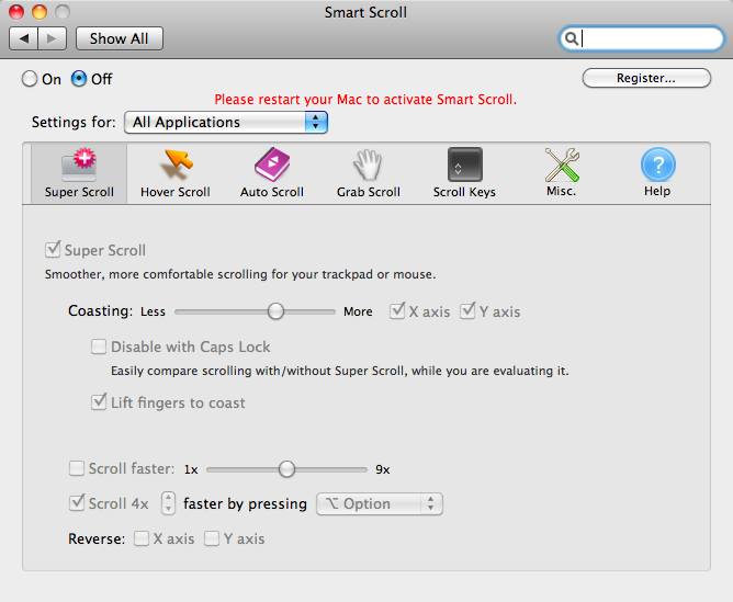 Smart Scroll Installer.1 3.9 : Main Window