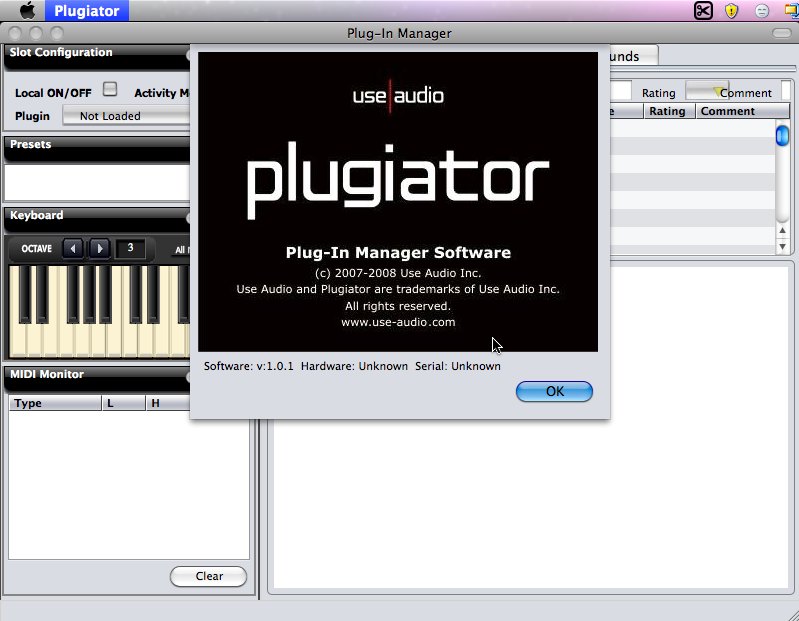 Plugiator 1.0 : Main window