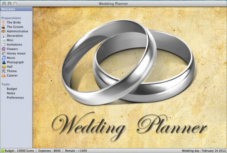 Wedding Planner 1.0 : Main Window