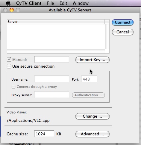 CyTV 0.6 : Main window
