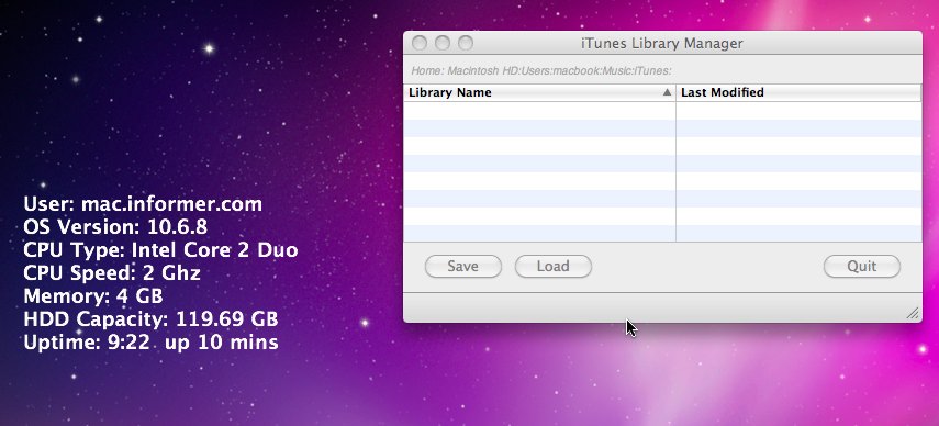 iTunes Library Manger 6.0 : Main window