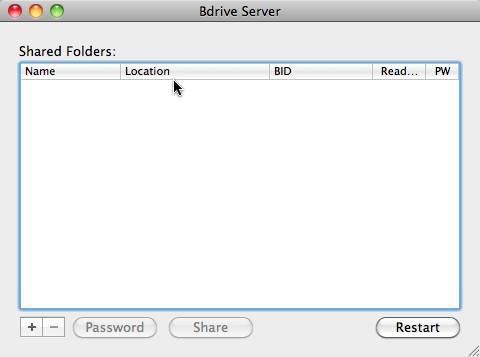 BdriveServer 0.9 : Main Window