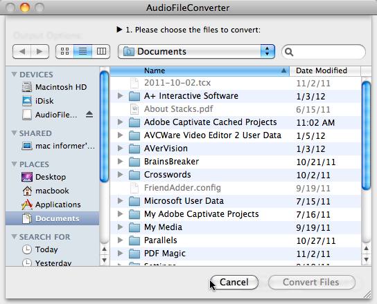 AudioFileConverter 1.0 : Main window