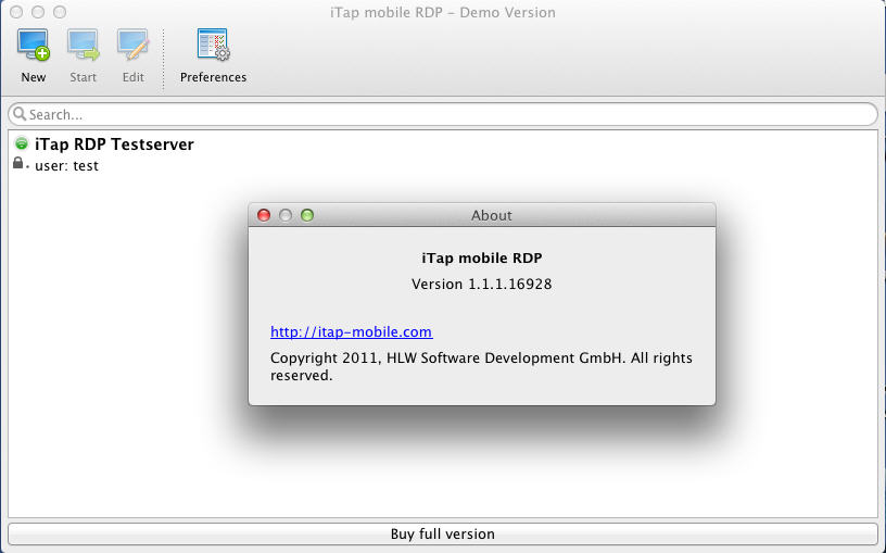 iTap mobile RDP 1.1 : Main Window