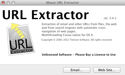 Url Extractor 3.4 : About window