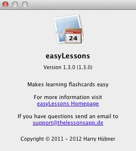 easyLessons 1.3 : About window