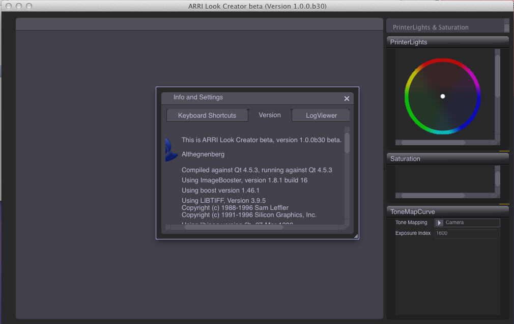 ARRILookCreator 1.0 beta : Main Window